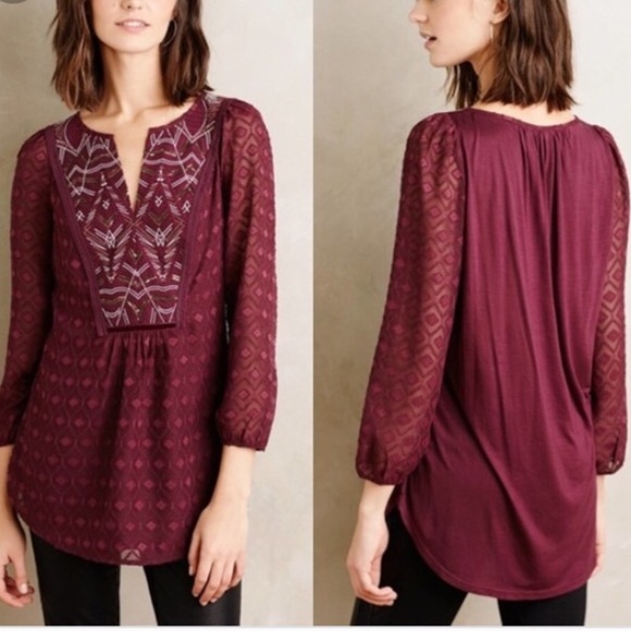 Anthropologie Tops - Anthropologie One September Boho Beaded Tunic